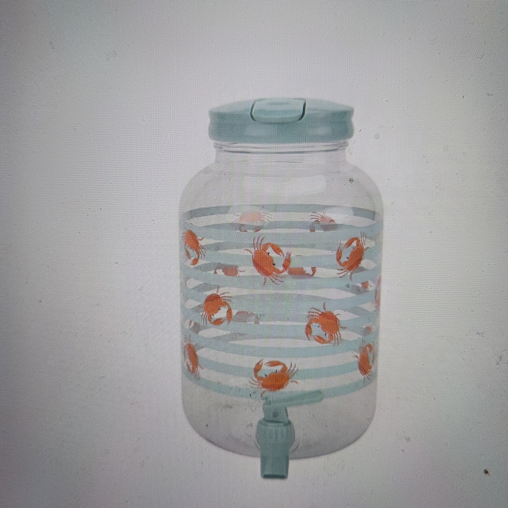 Mainstays Acrylic 1.2 Gallon Leak Proof Beverage Dispenser, Crab Pattern